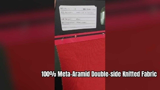 Nom du produit : tissu tricoté double face 100 % méta-aramide Poids : 400 g/m² Largeur : 180 cm