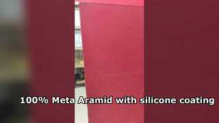 100 % méta-aramide + revêtement silicone, couleur : rouge feu, poids : 150 g/m², largeur 150 cm.