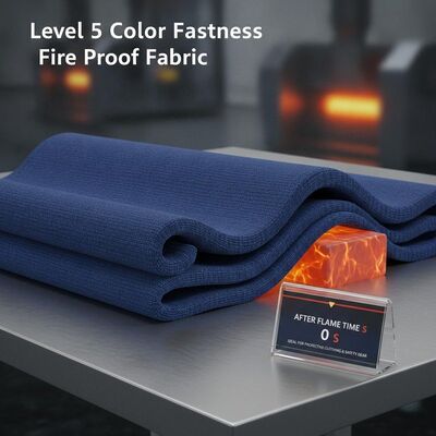 Tissu ignifuge de solidité des couleurs de niveau 5 avec un temps de flamme de 0 S, idéal pour la fabrication de vêtements de protection et d'équipements de sécurité.