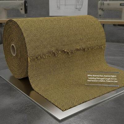 Tissu métaramidé para-aramidé comprenant une longueur endommagée de 4,5 cm, adapté aux équipements de protection thermique et balistique