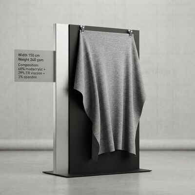 Tissu mélangé à base de modacrylique FR à 68% de modacrylique + 29% de viscose FR + 3% de spandex pour une résistance à la flamme < 2 secondes et 240 gm de poids