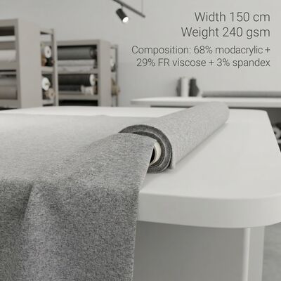 Tissu mélangé à base de modacrylique FR à 68% de modacrylique + 29% de viscose FR + 3% de spandex pour une résistance à la flamme < 2 secondes et 240 gm de poids