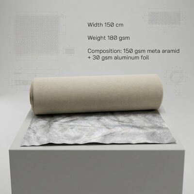 Tissu métaramide en feuille d'aluminium résistant à la chaleur, ignifuge et de longueur personnalisée